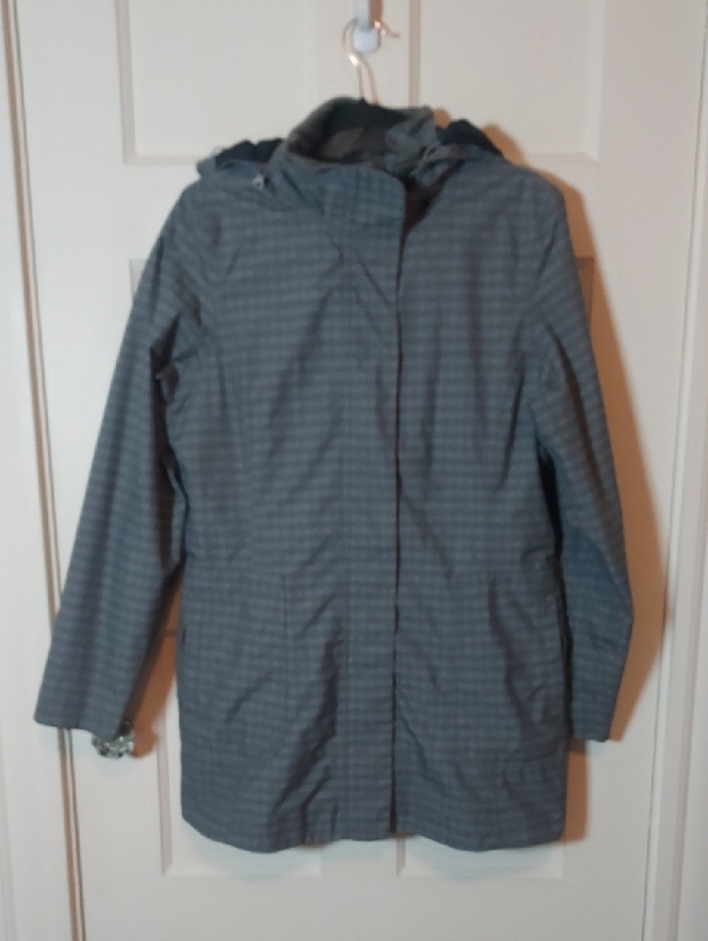 MARMOT Gray Striped Plaid Full Zip MemBrain Jacket Hooded Womens Size Large